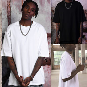 Men's Casual Streetwear Hip Hop Fashion Short Sleeve Oversize Solid T-Shirt Tee