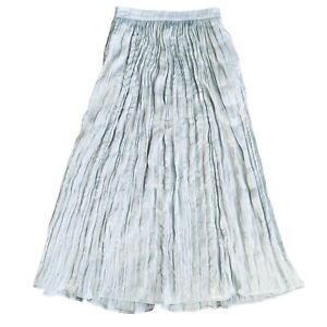 Free People Maxi Skirt Skirt XS/2 Metallic Light Blue Pleated Gauzy Flowing Glam