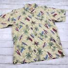 Woolrich Men's Large All Over Parrot Print Short Sleeve Hawaiian Shirt