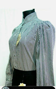 Victorian Vintage style Frontier Classics  black striped blouse sizes S-3X new