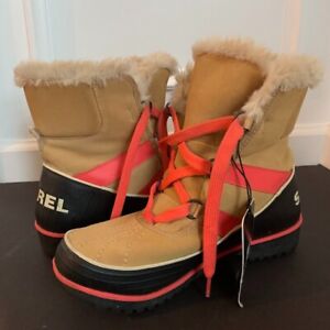 SOREL Women's Size 7 Tivoli II Faux Fur Tan Orange Winter Boots Waterproof w Tag
