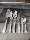 Vintage Silverware, Silver Plate 6 Pc Lot Serving Spoons, Meat Fork Butter Knife