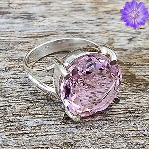 Pink Kunzite Gemstone 925 Silver Ring Handmade Jewelry Ring All Size