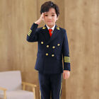 4pcs Kids Boys Gentleman Aircraft Pilot Uniform Party Coat+Pants+Blouse+Necktie