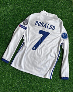 Ronaldo Real Madrid 2016 Jersey Home Long sleeve White UEFA CL Jersey S