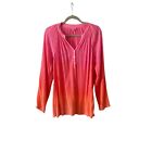 Lilly Pulitzer Ombre Pink Orange Tunic Sz L Gauze Long Sleeve Flaw