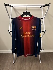 Qatar Foundation Messi Jersey Long Sleeve Nike FCB Size Large Barcelona