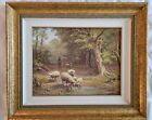 Anton Gutknecht 1907-1988 Oil Paintng European Forest Sheep Herder Pond Vintage