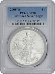 2008-W $1 American Silver Eagle Burnished SP70 PCGS