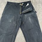 Carhartt Pants Mens 40x32 Black Carpenter Workwear Faded Dungaree Double Knee