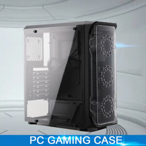 ATX Tower Cabinet PC Gaming Case with Tempered glass Side Panel Black color