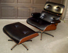 Eames / Herman Miller Style Black and Walnut Chair and Ottoman 1960'S Estate