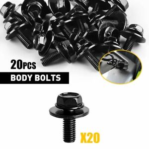 20PC Body Bolts Screws Fastener Fender M6-1.0x 16mm Long- 10mm Hex- 17mm Washer (For: More than one vehicle)