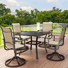 TAUS Patio Dining Set of 5 Metal Table & Swivel Chair Outdoor Garden Furniture