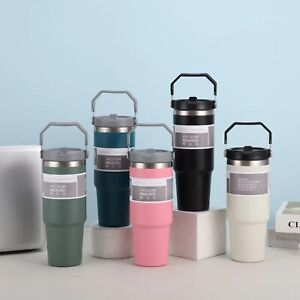 30 oz Tumbler with Handle and Straw, Insulated Tumbler Cups Travel Mug, Water