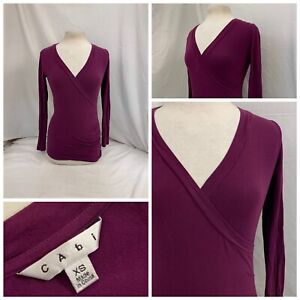 Cabi Sweater XS Purple Long Sleeve V-neck Cotton Stretch Tunic EUC YGI N1-170