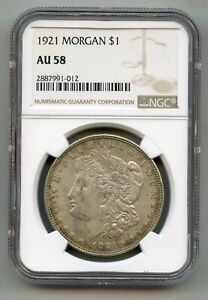 1921 Morgan Silver Dollar NGC AU 58