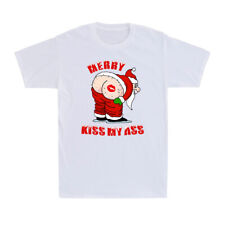 Merry Kiss My Ass Funny Offensive Santa Christmas Funny Joke Men's T-Shirt