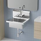 Commercial Sink Hand Washing Basin Stainless Steel Hand Sink w/ Hot&Cold Faucet