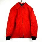 Vintage Full Zip Collared Wool Jacket Size Large Red Insulated 60s 70s