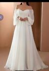 Off the Shoulder Plus Size Wedding Dress with Veil NWOT 2XL (18)