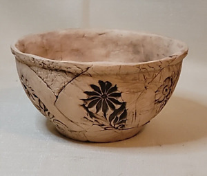 New ListingEmbossed Flowers Handcrafted Art Pottery Bowl Planter Hand Made 7