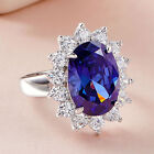 Tanzanite Floral Engagement Cocktail Gemstone Rings for Women Sterling Silver