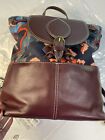 Fossil Luna Large Backpack Blue Multi Rich Brown Leather $238 Retail NWT