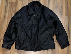 Phase 2 Jacket Mens Size XL Black Full Zip Lined Insulated Pocket Leather Coat