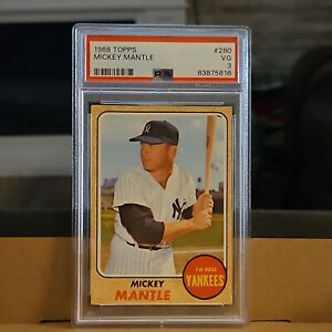New Listing1968 Topps #280 Mickey Mantle *** PSA VG 3 ** New York Yankees old baseball card