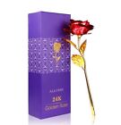 24k Gold Plated Foil Rose Flower Long Stem Dipped Valentines Day Gift For Her
