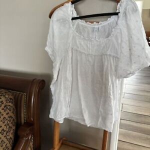 Old Navy White Babydoll Cotton Top Size Xxl Extra Extra Large