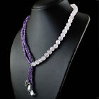 272.00 Cts Purple Amethyst & Pink Rose Quartz Round Shape Beads Necklace (DG)