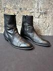 Mario Calugi Men’s Italian Black Leather Zip Ankle Boot Size 13M