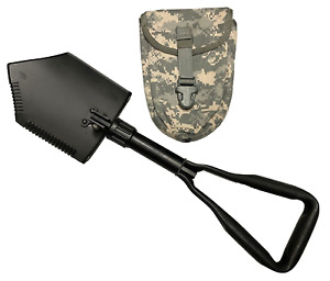 US Military AMES ENTRENCHING TOOL E-TOOL FOLDING SHOVEL w/ ACU COVER Army MINT