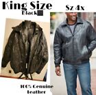 King Size Embossed 100% Genuine Leather Bomber Jacket.  Sz 4xl.  Black
