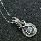 1CT Round Cut Lab-Created  Diamond Knot Pendant Women Gift 925 Sterling Silver