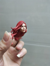 1:12 Beatuy Girl Red Hair Head Carving For 6