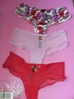 VICTORIA'S SECRET 3pack PANTIES M lace red lot sexy mesh satin cutout cheeky NEW
