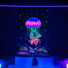 Colorful Jellyfish and Coral Blacklight Tapestry UV Reactive, Animal Tapestry
