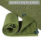 Heavy Duty Waterproof Canvas Tarp 16 Oz Cotton Canvas Tarpaulin Cover Tent Green