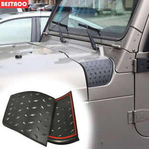 2x Black Side Hood Armor Corner Cowl Cover Guards For Jeep Wrangler TJ 1997-2006 (For: Jeep TJ)