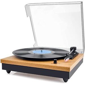 Record Player, Vintage Turntable 3-Speed Bluetooth Record Player with Speaker...