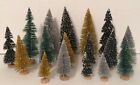 Christmas Lot of Bottle Brush Trees 17 in All 3 Sizes Green Gold & Silver