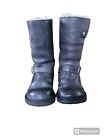 UGG Women’s Kensington Black Leather Shearling Lined Moto Boots Size 5