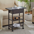 Modern Indoor Small Wood Side Table End Table Storage with Charging Station