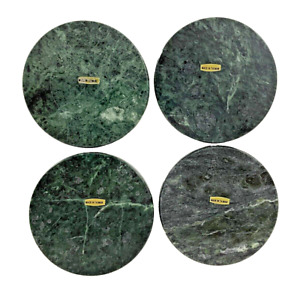 Green Marble Set of 4 Polished Stone Coasters 3 3/8