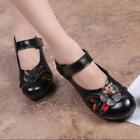 Women Chinese Embroidered Faux Leather Shoes Comfort Folk Floral Shoes PU Flats