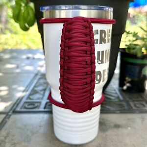 30/40oz Stretchable Paracord Tumbler Handle, Solid Burgundy, Fits Epoxy Cups