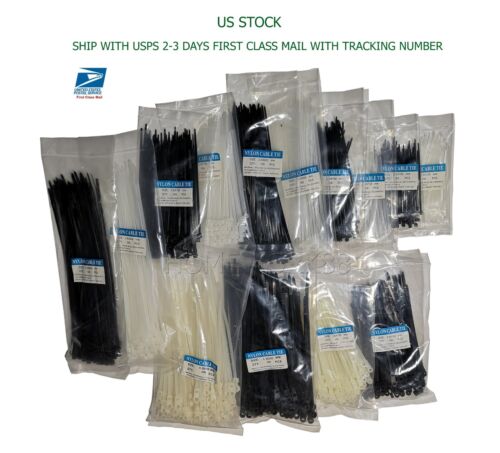 CABLE TIES, BLACK, WHITE UV WEATHER RESISTANT, 18, 40, 50LB, 100MM - 500MM, UL